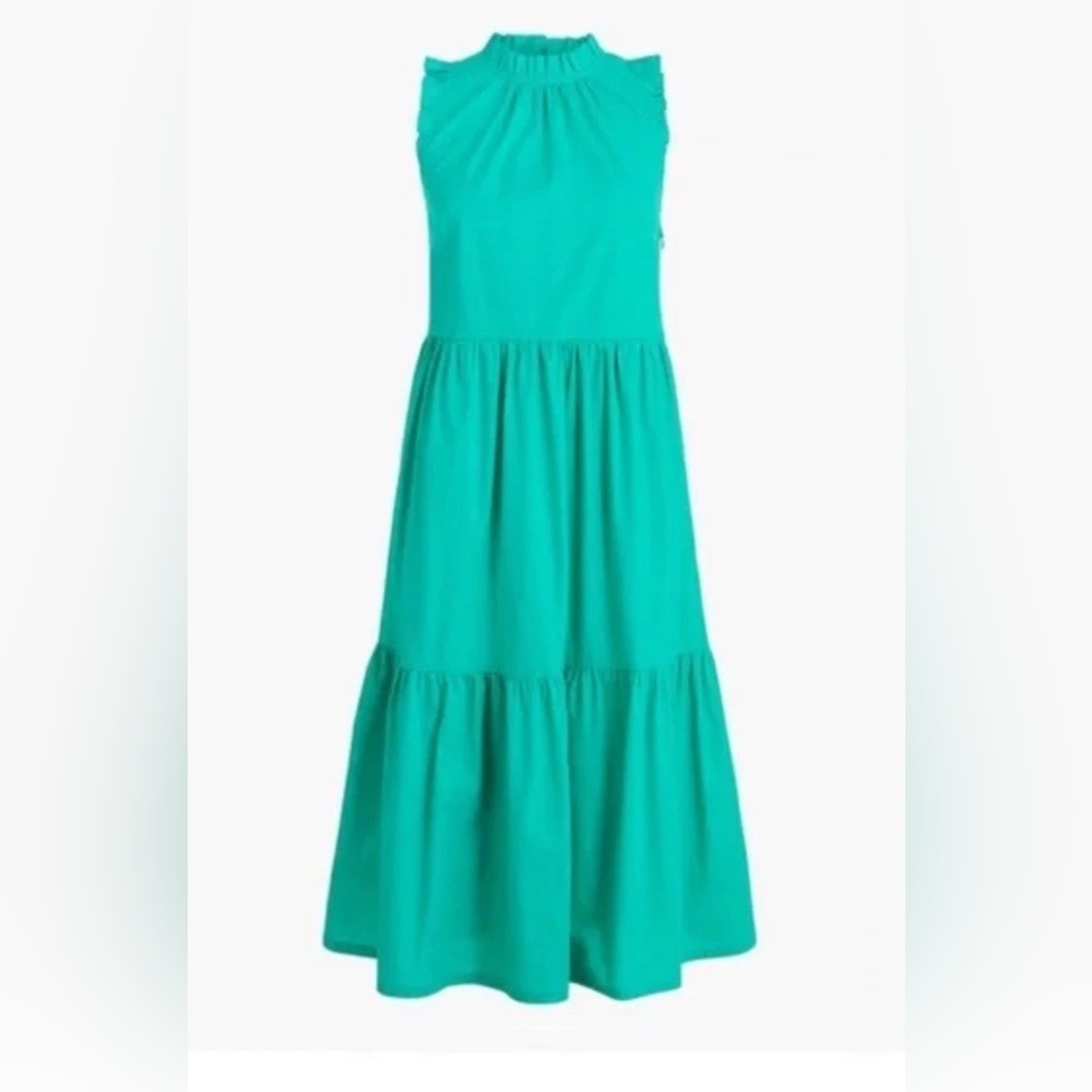 J. Crew NWT Sleeveless Tiered Midi Poplin Dress - 2